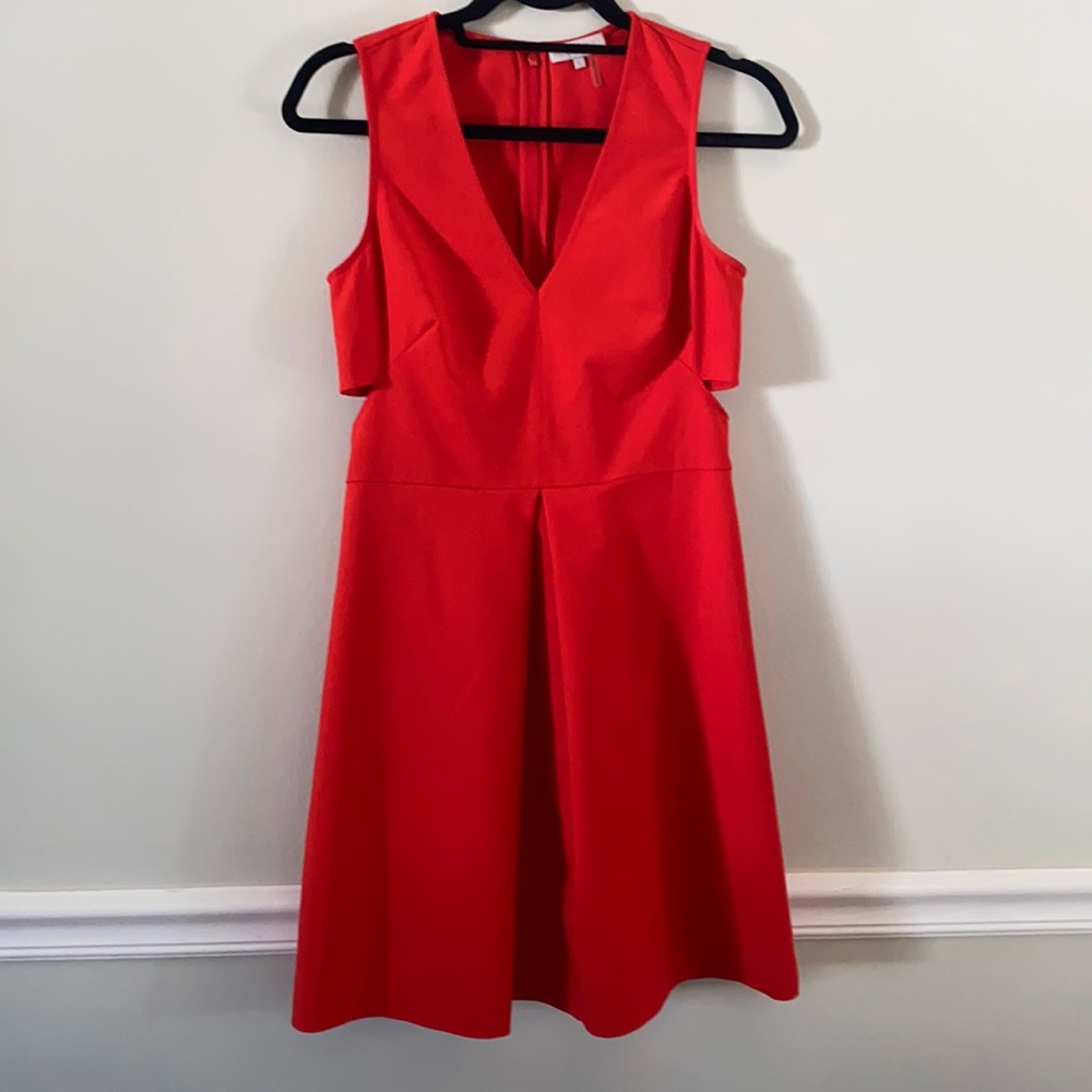 1.state red dress with cut outs- size small- very good condition